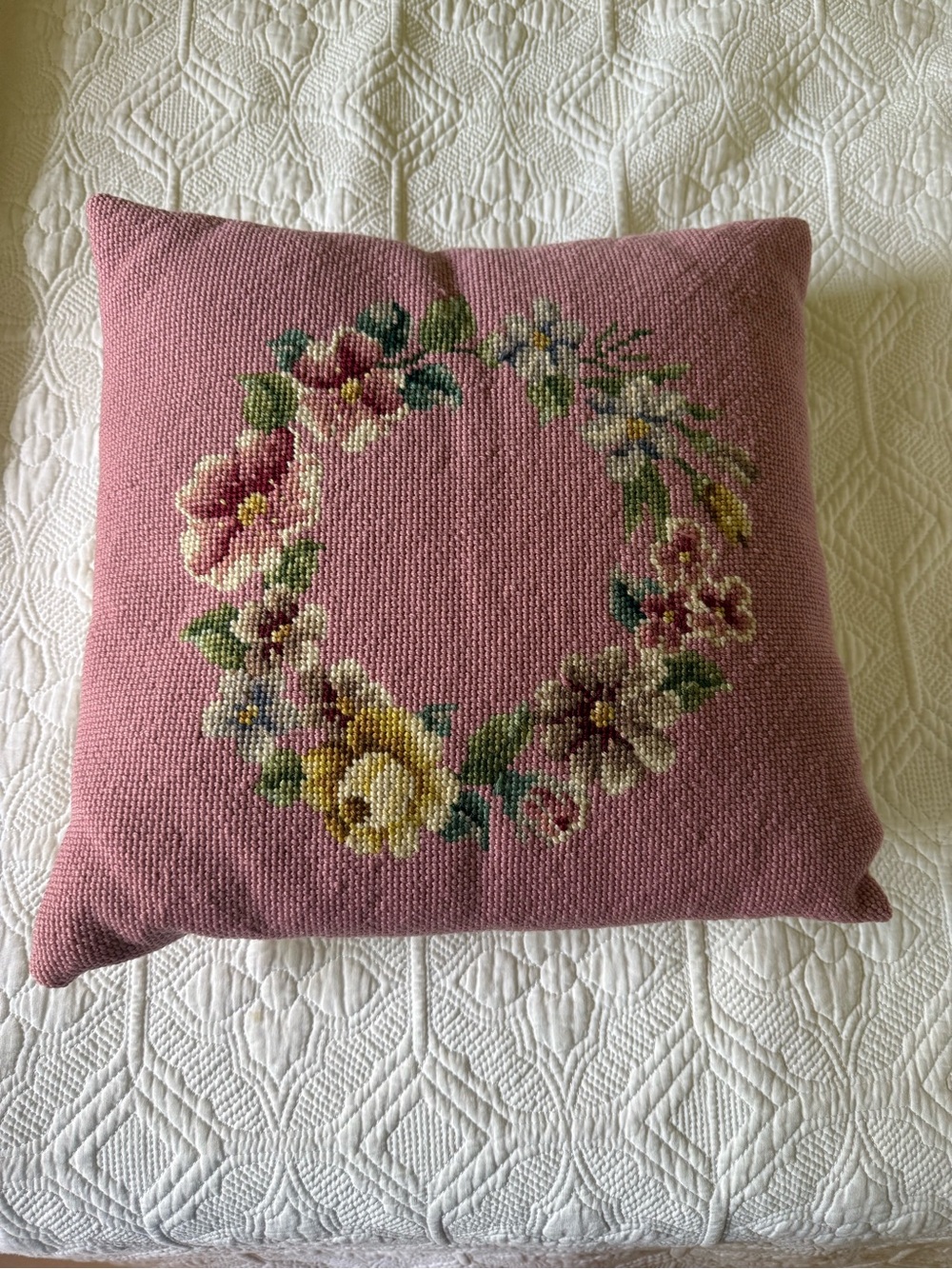 Vintage Needlepoint Pillow